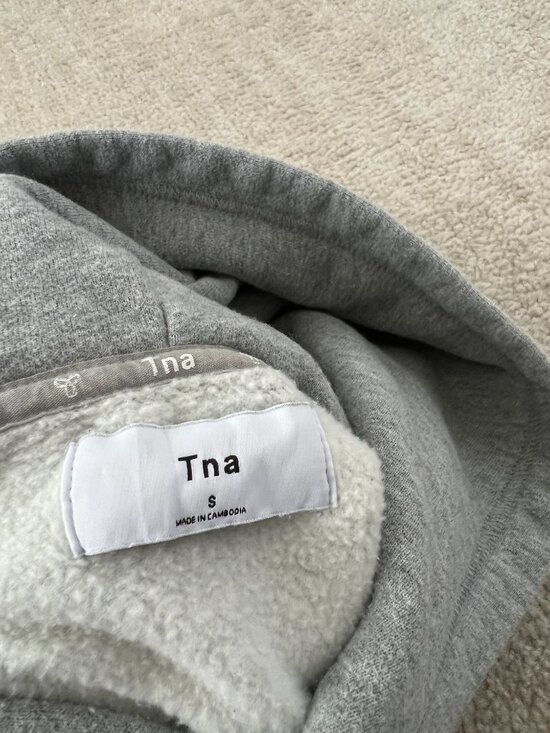 Aritzia Tna Cozy Fleece Grey Hoodie Sweatshirt S Cotton - Picture 2 of 9